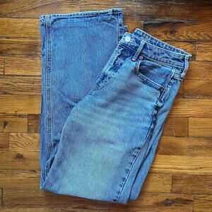 Old Navy Extra High-Rise Sky-Hi Wide Leg Jeans Medium Wash Straight Leg 27